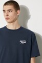 Maison Kitsuné cotton t-shirt Handwriting Comfort Tee Shirt MM00126KJ0118 navy
