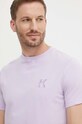 Karl Lagerfeld t-shirt z elastanem fioletowy 542221.755890