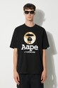 AAPE cotton t-shirt Basic Tee black AAPTEM1446XXM