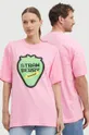 różowy United Colors of Benetton t-shirt bawełniany Unisex