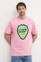 różowy United Colors of Benetton t-shirt bawełniany Unisex