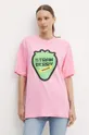 Βαμβακερό μπλουζάκι United Colors of Benetton ροζ