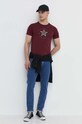 Bavlnené tričko Converse 10026101.A04 burgundské SS24