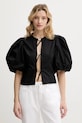 Pinko camicetta in cotone semplice nero 105185.A2LD