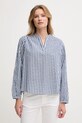 Хлопковая блузка United Colors of Benetton узор голубой 5XDKDQ0B8