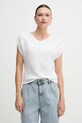 United Colors of Benetton maglione con aggiunta di lino scollo a V bianco 125GD402P
