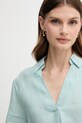 United Colors of Benetton bluză din in turcoaz 5BMLDQ0B6