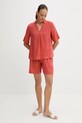 Льняная блузка United Colors of Benetton 5BMLDQ0B6 красный SS25