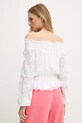 Odzież Guess bluzka z domieszką jedwabiu AUDREY W5GH0S.WE550 biały