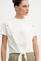 Guess t-shirt bawełniany EYELET beżowy W5GI18.I3Z14