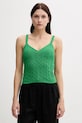 United Colors of Benetton top din bumbac uni verde 101TDH01B