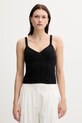 United Colors of Benetton top din bumbac uni negru 101TDH01B