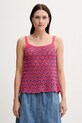 United Colors of Benetton top bawełniany wzorzyste różowy 1498EH01D