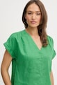United Colors of Benetton bluză din in verde 5BMLDQ0BR