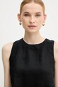United Colors of Benetton bluzka lniana czarny 5BMLDQ0BU