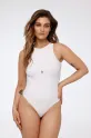 GOD SAVE QUEENS body HIGH-NECK BODYSUIT z elastanem biały GSQ.139.374