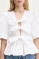 GANNI camicetta Washed Stretch Cotton Tie Strap bianco W0309