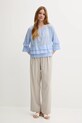 Bavlnená blúzka Sisley 5HO1LQ08T modrá SS25