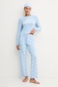 Juicy Couture piżama z opaską na oczy PILLOW PRINCESS LS PYJAMA SET dzianina niebieski JCLPJ125662