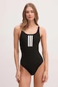 adidas Performance costum de baie dintr-o bucată 3 Stripes moale negru JE1921