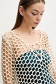 Obleka za na plažo Desigual FLOW DRESS bež 25SWMK22