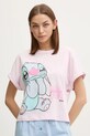 United Colors of Benetton tricou de pijama din bumbac LILO&STITCH munte roz 30963M07C