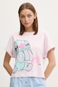 United Colors of Benetton t-shirt piżamowy bawełniany LILO&STITCH nadruk różowy 30963M07C