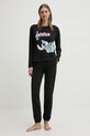 United Colors of Benetton longsleeve de pijama LILO&STITCH 3Y5E3M07D negru SS25