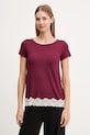 United Colors of Benetton tricou de pijama uni burgundia 3Z123M314