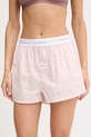 Βαμβακερή πιτζάμα σορτς Calvin Klein Underwear βαμβάκι ροζ LV00QS7411