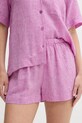 Lněné pyžamo Dkny YI90054 fialová SS25