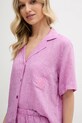 Lněné pyžamo Dkny fialová YI90054