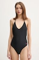 Juicy Couture jednoczęściowy strój kąpielowy TAMAYO TRIANGLE aplikacja czarny JCITS125201