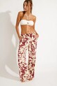 Banana Moon spodnie plażowe Sarong kwiaty bordowy OKEAH.SARONG