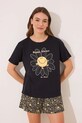 women'secret piżama bawełniana nadruk czarny 3139875