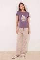 women'secret set de pijama de bumbac cu modele violet 3139860