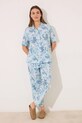 women'secret piżama bawełniana wzorzyste turkusowy 3599177