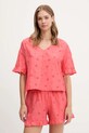 United Colors of Benetton pijamale de bumbac set roz 4SHX3P03X