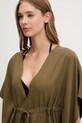 Sisley rochie de plajă cu amestec de in verde 6YOFW800S