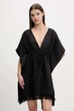 Sisley rochie de plajă cu amestec de in negru 6YOFW800S