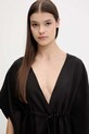Sisley rochie de plajă cu amestec de in negru 6YOFW800S