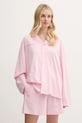 Pamučna pidžama Pangaia bez uzorka roza 10002463