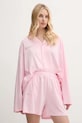 Pamučna pidžama Pangaia 10002463 roza SS25