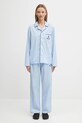Sporty & Rich spodnie piżamowe bawełniane Vendome Pyjama PA046602231BL90 niebieski