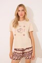 women'secret pijamale de bumbac The Lion King cu modele bej 3139893