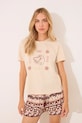women'secret set de pijama de bumbac The Lion King cu modele bej 3139893