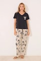 women'secret set de pijama de bumbac cu modele negru 3139908