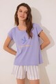 women'secret set de pijama de bumbac cu modele violet 3599187