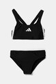 adidas Performance costum de baie pentru copii din două piese cu modele negru JN6581