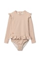 Цял бебешки бански Liewood Sille Baby Seersucker Swimsuit меки оранжев LW20191